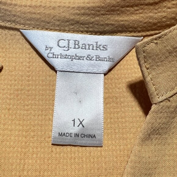 C.J. Banks by Christopher Banks Women's Blouse beige-mustard-yellow – Size 1X - Picture 5 of 8
